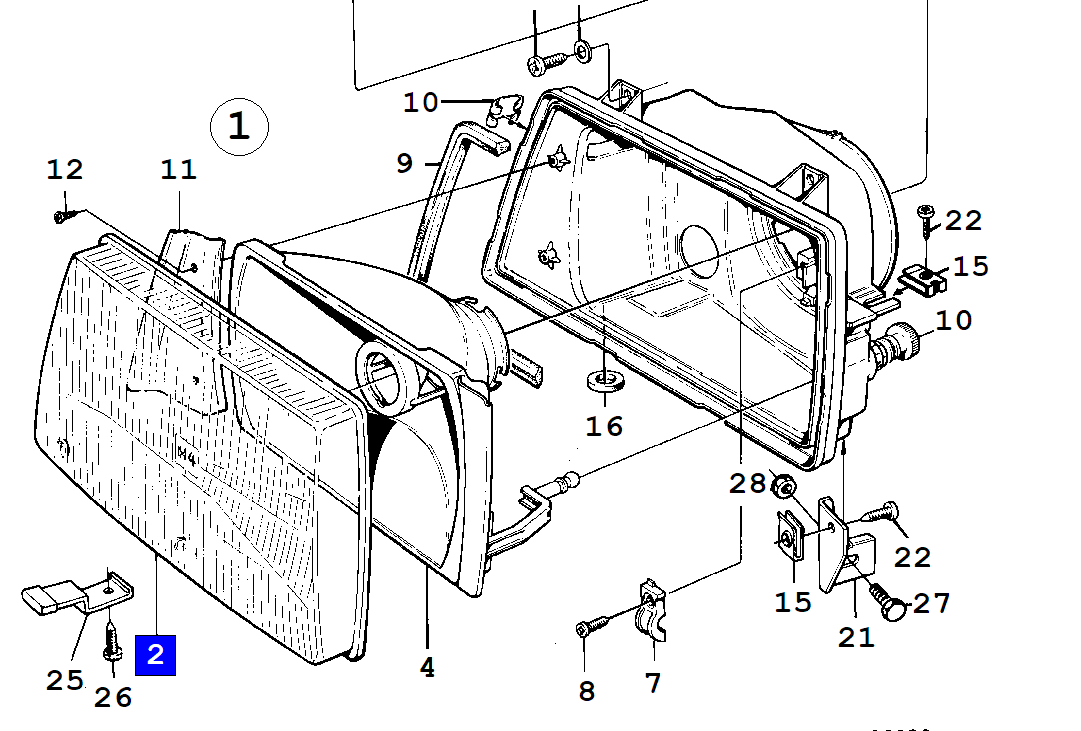  Headlight glass 900 86-89 LH