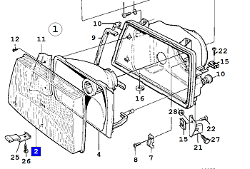  Headlight glass 900 86-89 LH