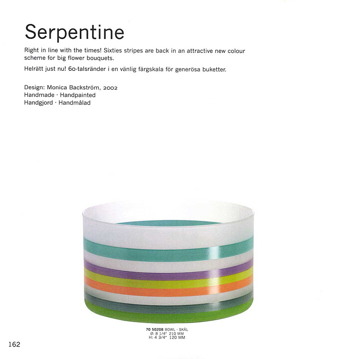 Monica Backström (Serpentine 2002) Frosty Cylinder Bowl with Colorful Stripes 21 cm