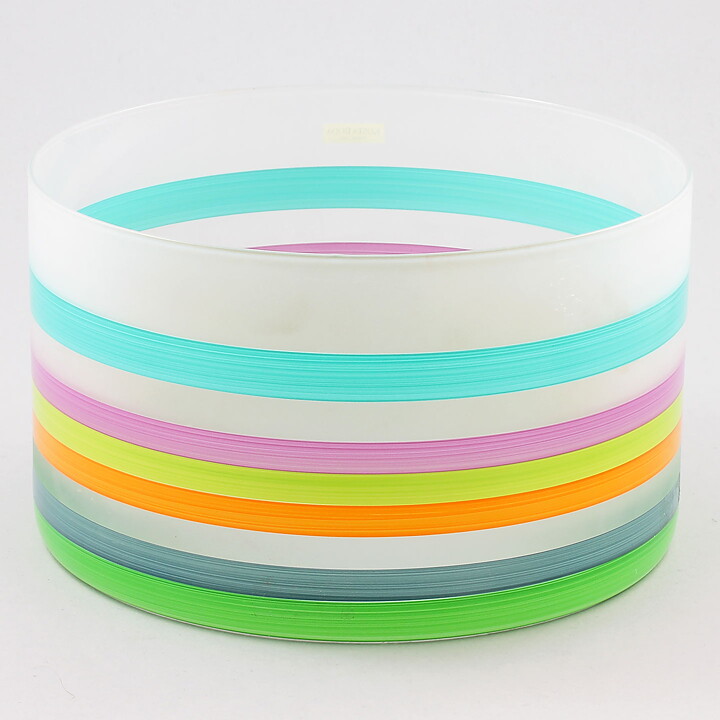 Monica Backström (Serpentine 2002) Frosty Cylinder Bowl with Colorful Stripes 21 cm