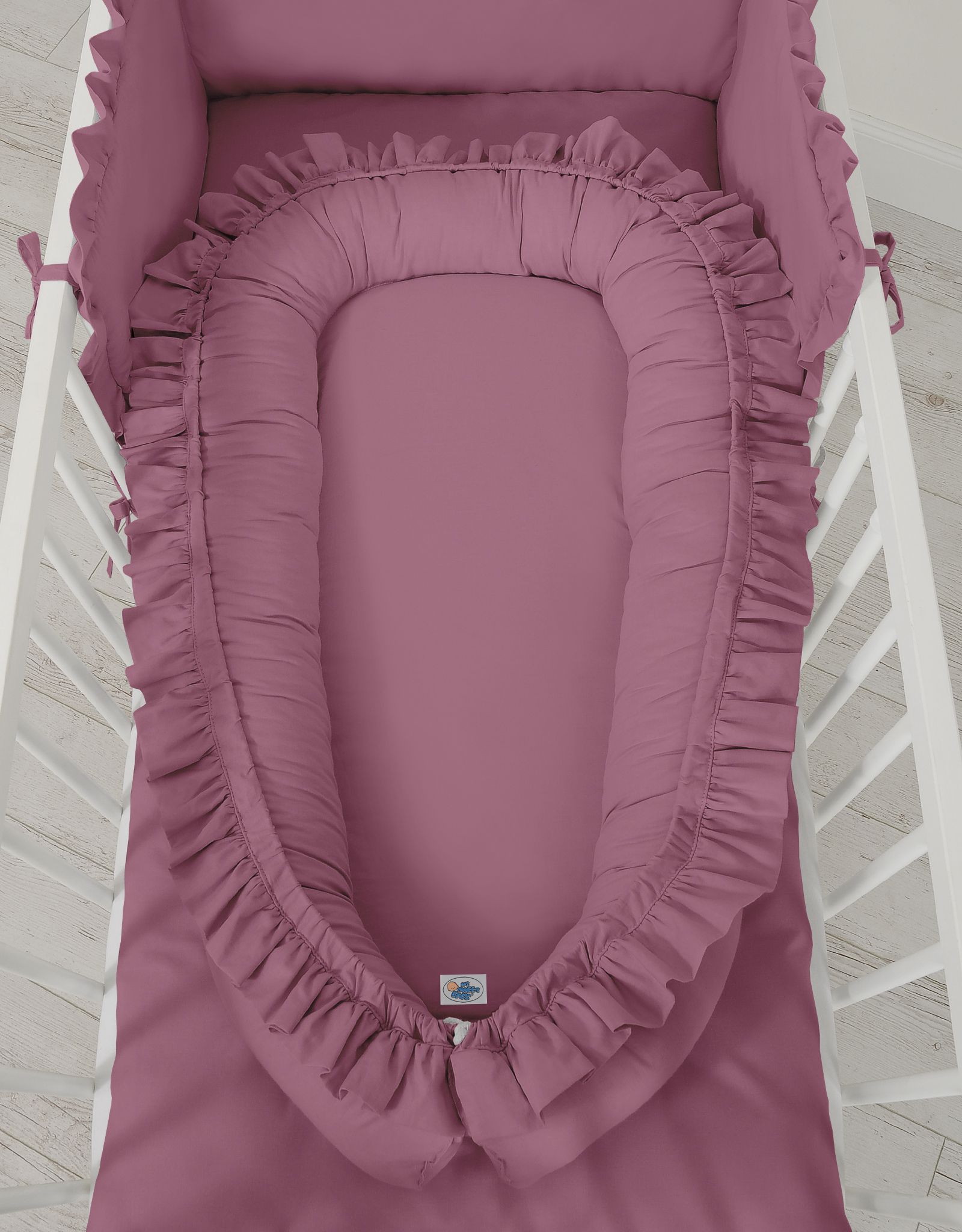 Premium Babynest Cocoon med volanger, Pastellviolett