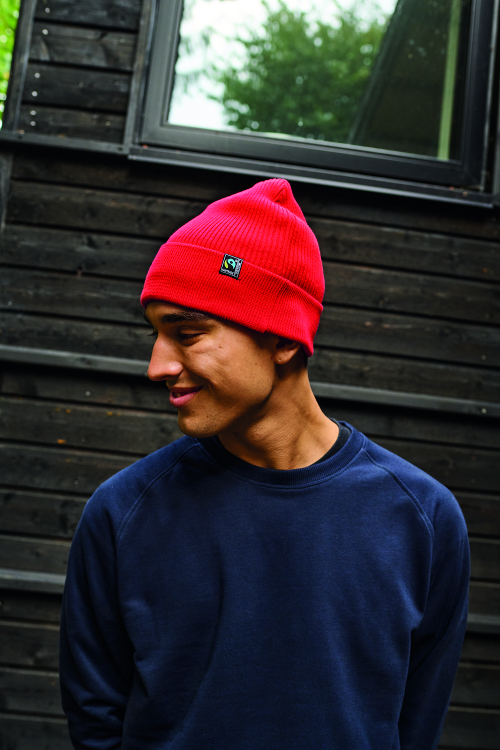 Mixed Knit Beanie 2x1 Rib, Unisex, Red, Neutral, Fairtrade & Organic GOTS
