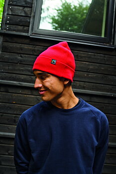 Mixed Knit Beanie 2x1 Rib, Unisex, Red, Neutral, Fairtrade & Organic GOTS