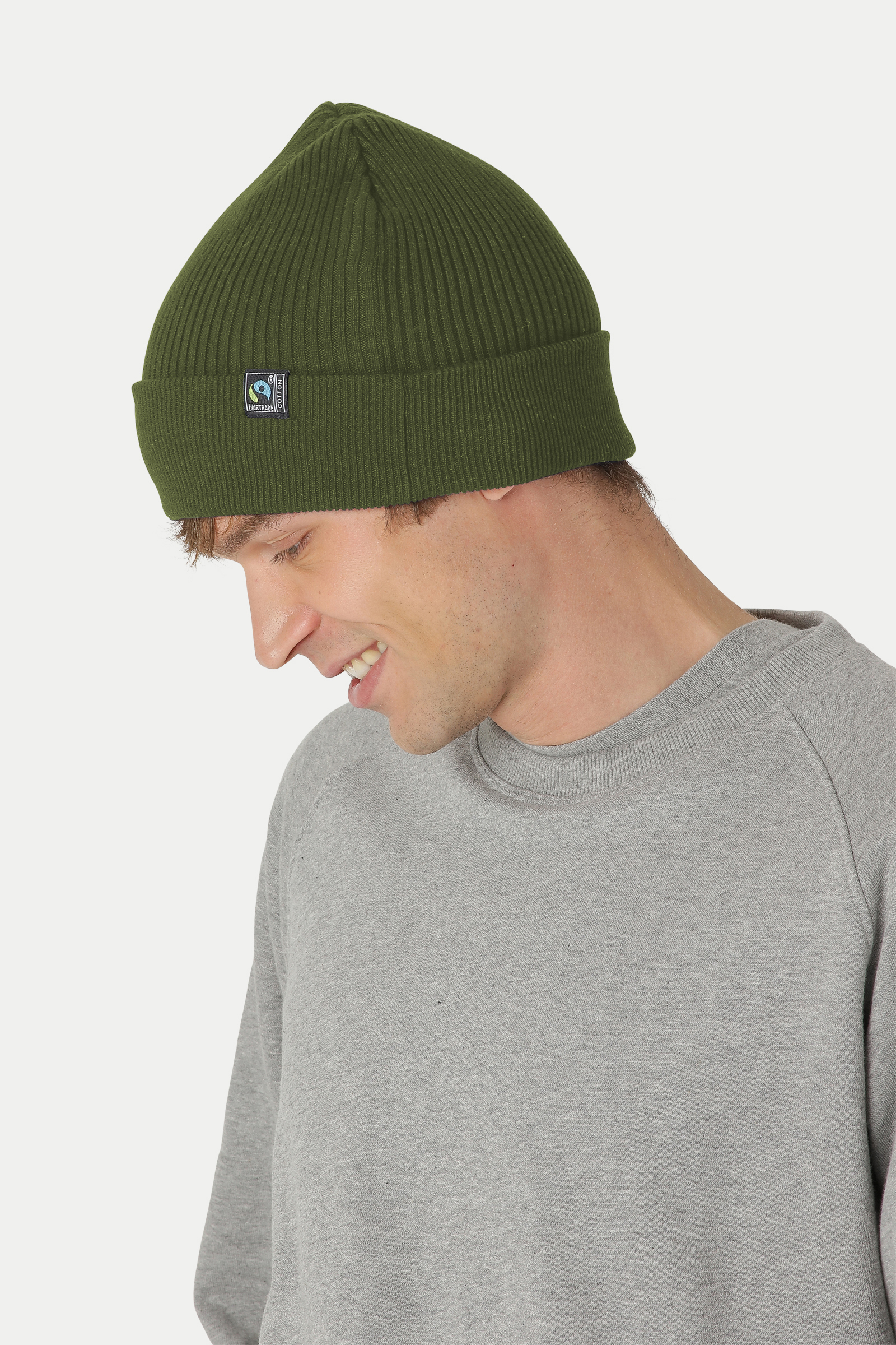 Mixed Knit Beanie 2x1 Rib, Unisex, Military Green, Neutral, Fairtrade & Organic GOTS - 4