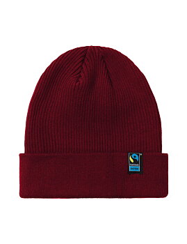 Mixed Knit Beanie 2x1 Rib, Unisex, Bordeaux, Neutral, Fairtrade & Organic GOTS