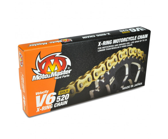 MOTO-MASTER, KEDJA X-RING V6 GOLD, 120 LÄNK, 520
