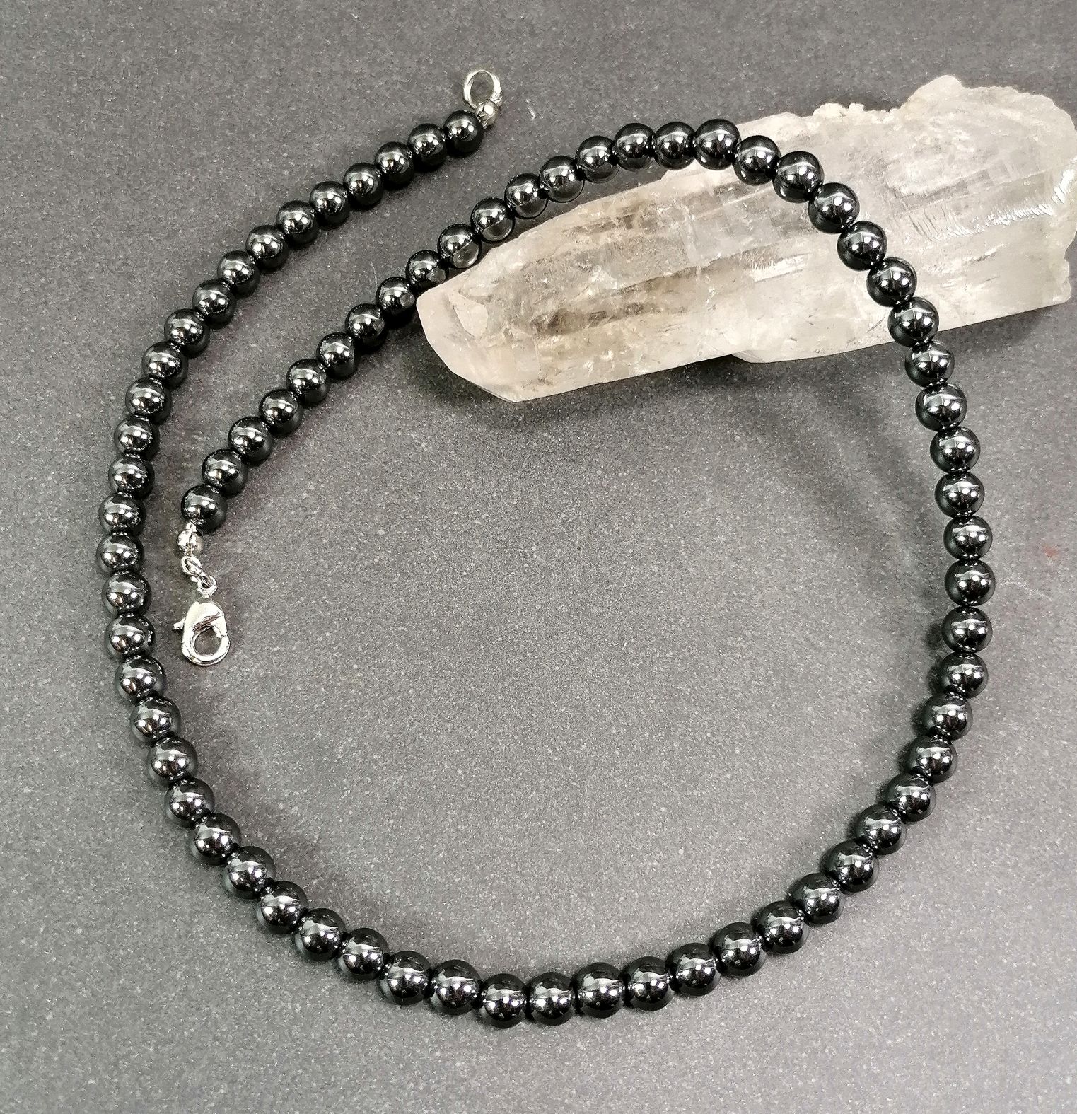 Hematit  Halsband  - 6 mm pärlor
