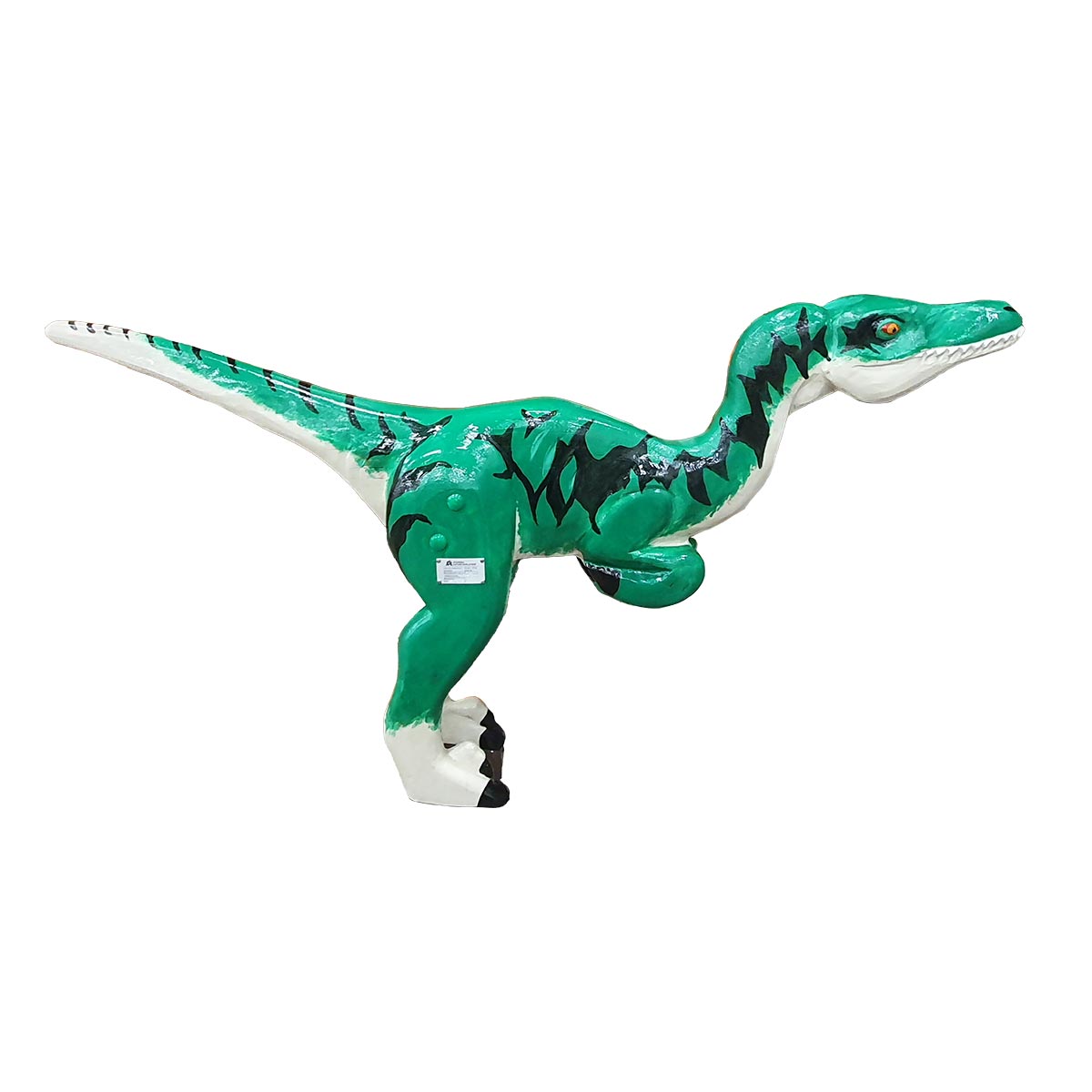 Träskulptur Velociraptor Nyfiken