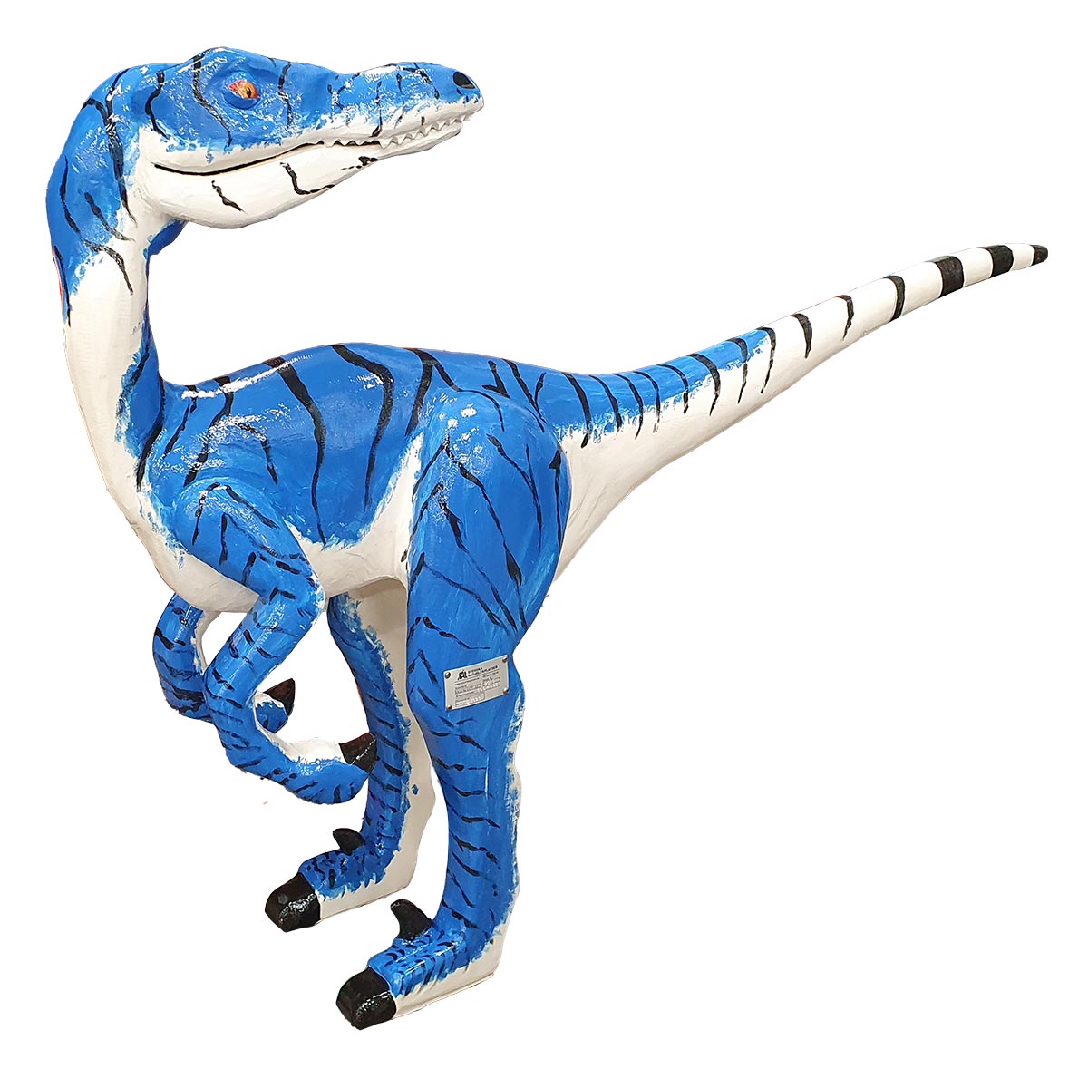 Träskulptur Velociraptor Tittar bakåt