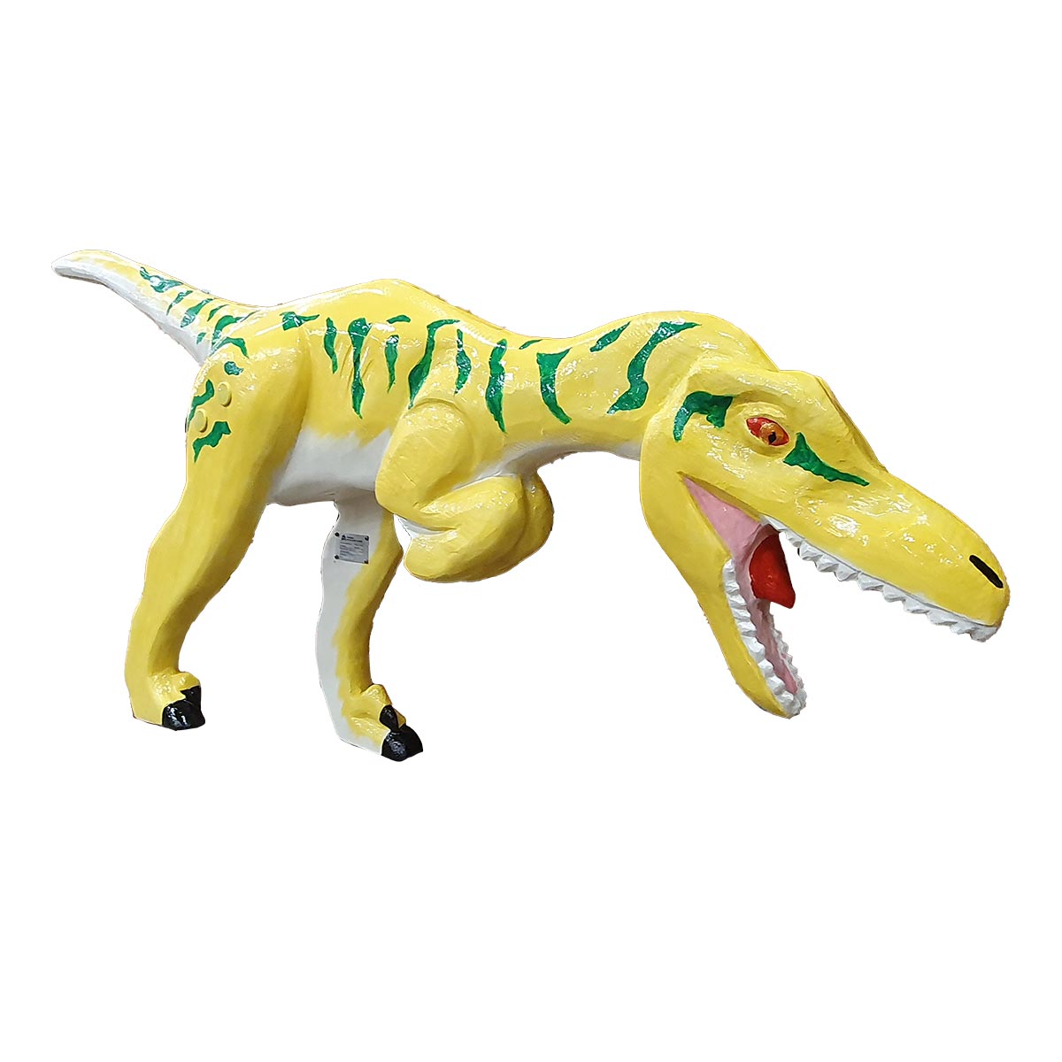 Träskulptur Velociraptor Tittar ned