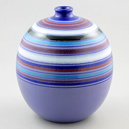 Aldo Londi (Fasce Colorate 1960s) Purple Spherical Vase with Linear Decor 22 cm