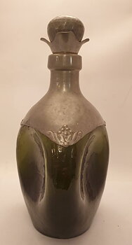 Carafe green glass pewter 1920s