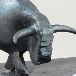 Erik Höglund (1960s) Rustic Iron Wrought Bull 23 cm #963