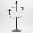 Erik Höglund (1960s) Metal Candleholder with 3 Arms and 4 Clear Glass Medallions 40 cm SH28