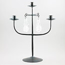 Erik Höglund (1960s) Metal Candleholder with 3 Arms and 4 Clear Glass Medallions 40 cm SH28