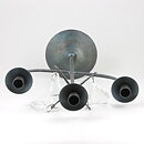 Erik Höglund (1960s) Metal Candleholder with 3 Arms and 4 Clear Glass Medallions 40 cm SH28
