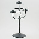 Erik Höglund (1960s) Metal Candleholder with 3 Arms and 4 Clear Glass Medallions 26 cm SH78