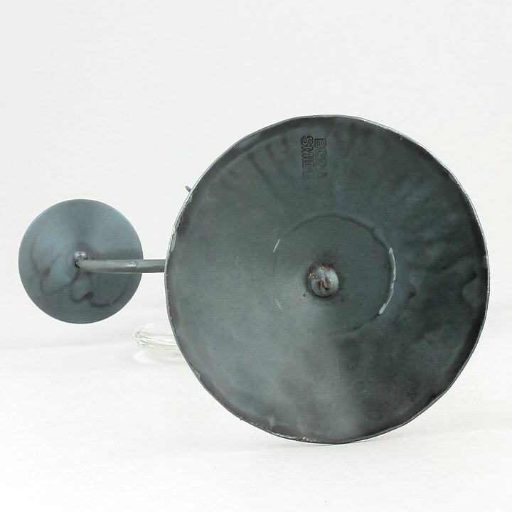 Erik Höglund (1960s) Metal Candleholder with 3 Arms and 4 Clear Glass Medallions 26 cm SH78