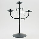 Erik Höglund (1960s) Metal Candleholder with 3 Arms and 4 Clear Glass Medallions 26 cm SH78