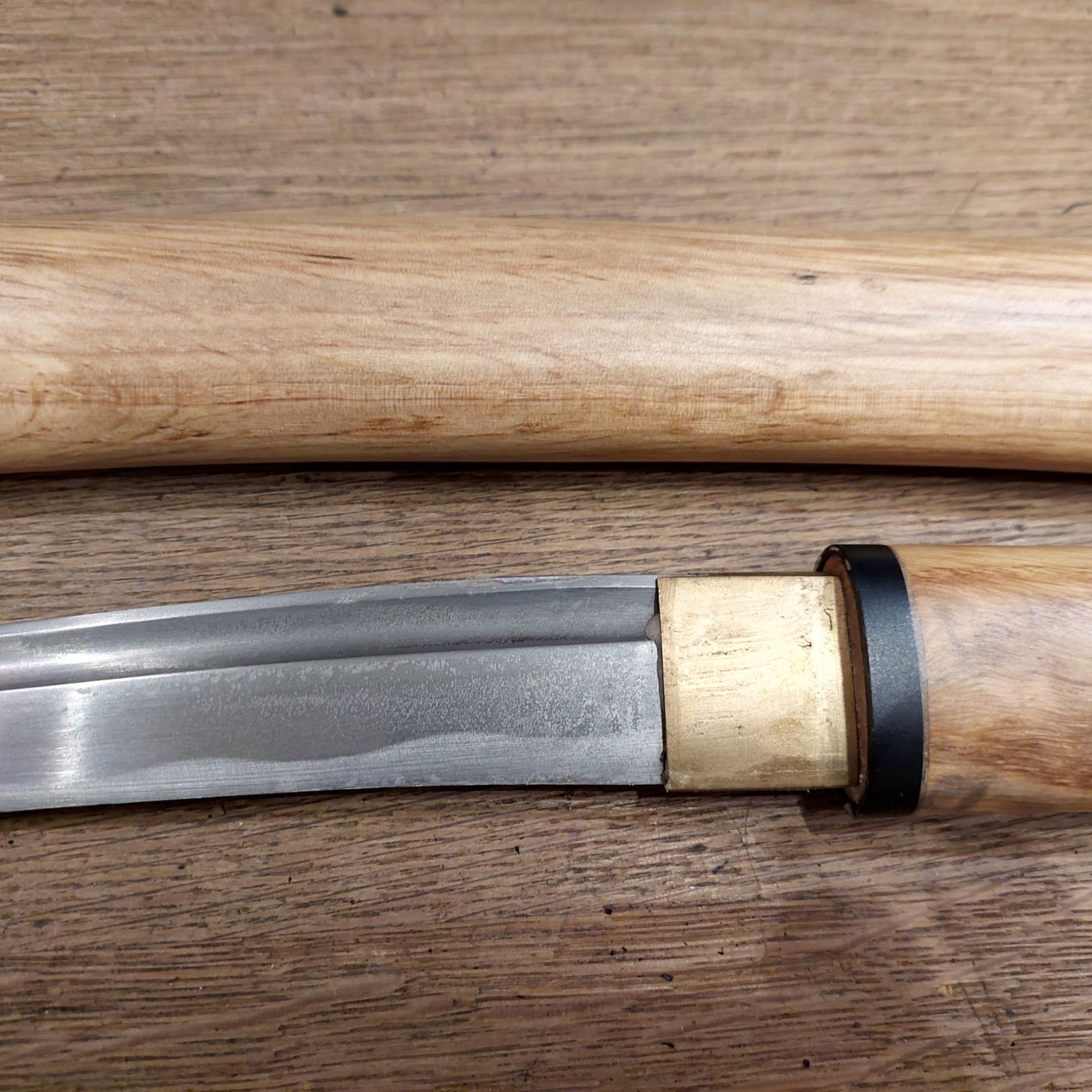 Reversal Shirasaya Kolstål Tanto med Natur trä slida och handtag - 2