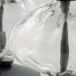 Erik Höglund (1960s) Two Metal Candleholders with Clear Glass Sections 12 cm