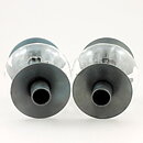 Erik Höglund (1960s) Two Metal Candleholders with Clear Glass Sections 12 cm
