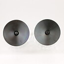 Erik Höglund (1960s) Two Metal Candleholders with Clear Glass Sections 16 cm