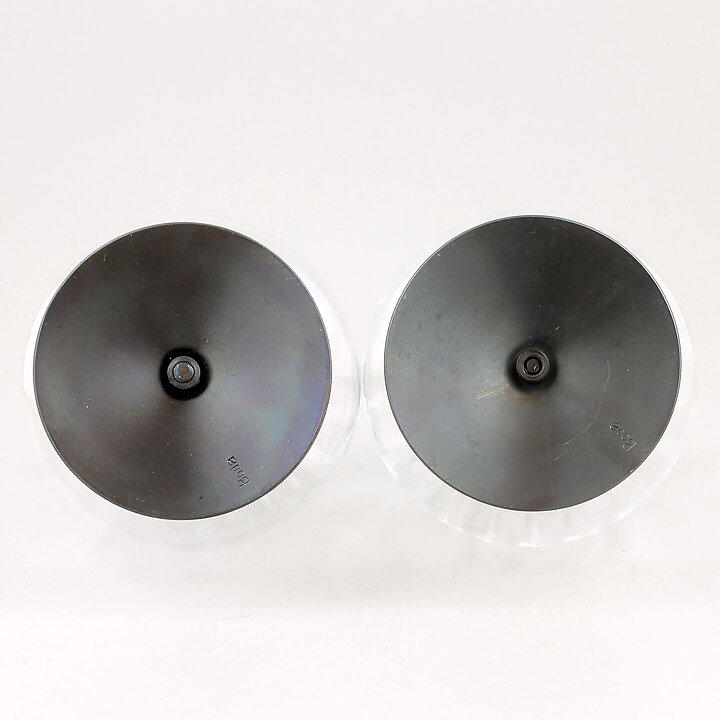 Erik Höglund (1960s) Two Metal Candleholders with Clear Glass Sections 16 cm