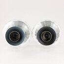 Erik Höglund (1960s) Two Metal Candleholders with Clear Glass Sections 16 cm