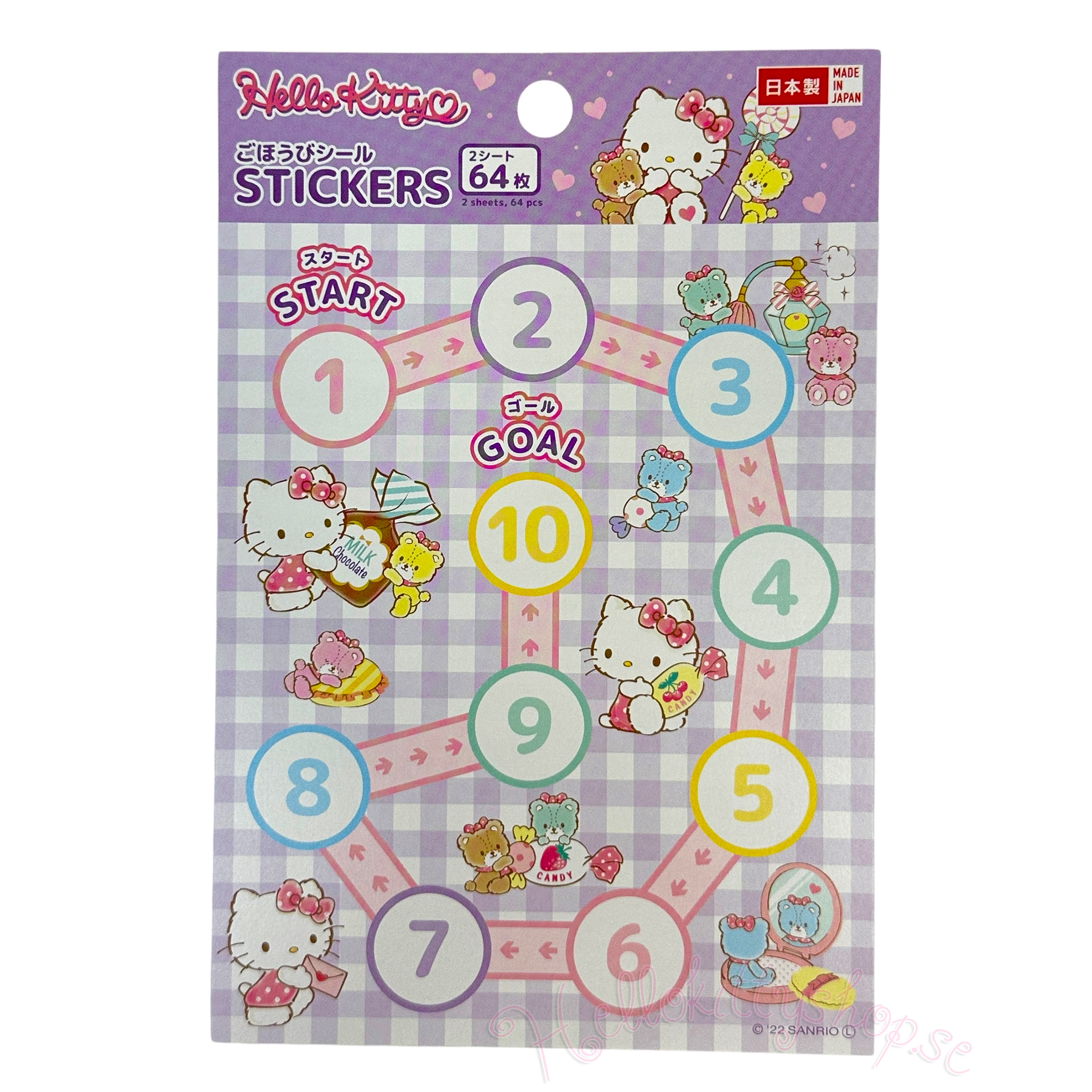Sanrio Hello Kitty Stickers - 64 st Klistermärken, 2 st ark - 2