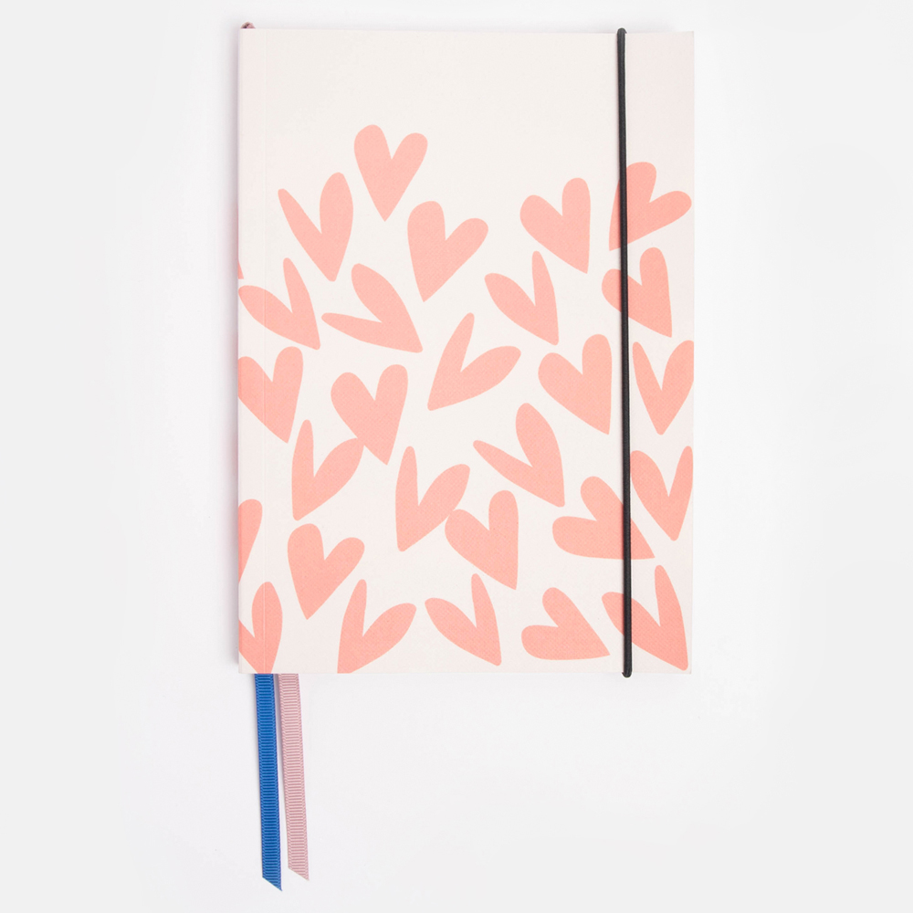 Coral Hearts A5 Notebook