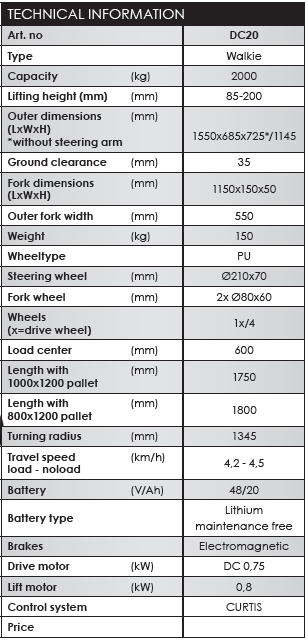 Elektrisk pallyftare Silverstone / Maxlast: 2000 kg - 2