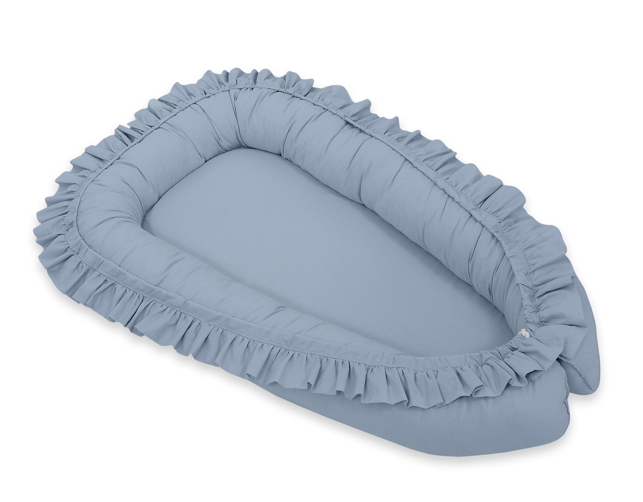 Premium Babynest Cocoon med volanger, Dirty Blue - 3