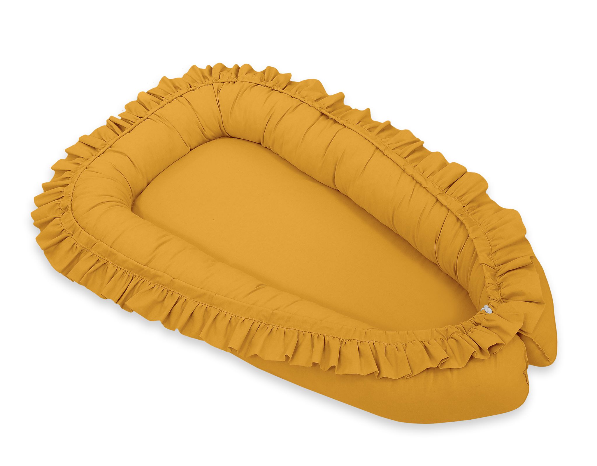 Premium Babynest Cocoon med volanger, Senap - 2