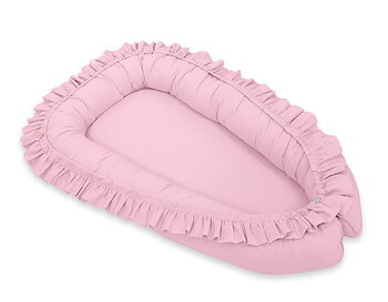 Premium Babynest Cocoon med volanger, Rosa