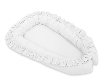 Premium Babynest Cocoon med volanger, Vit