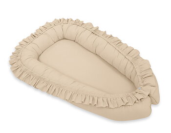 Premium Babynest Cocoon med volanger, Beige