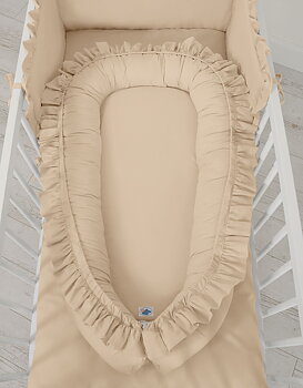 Premium Babynest Cocoon med volanger, Beige