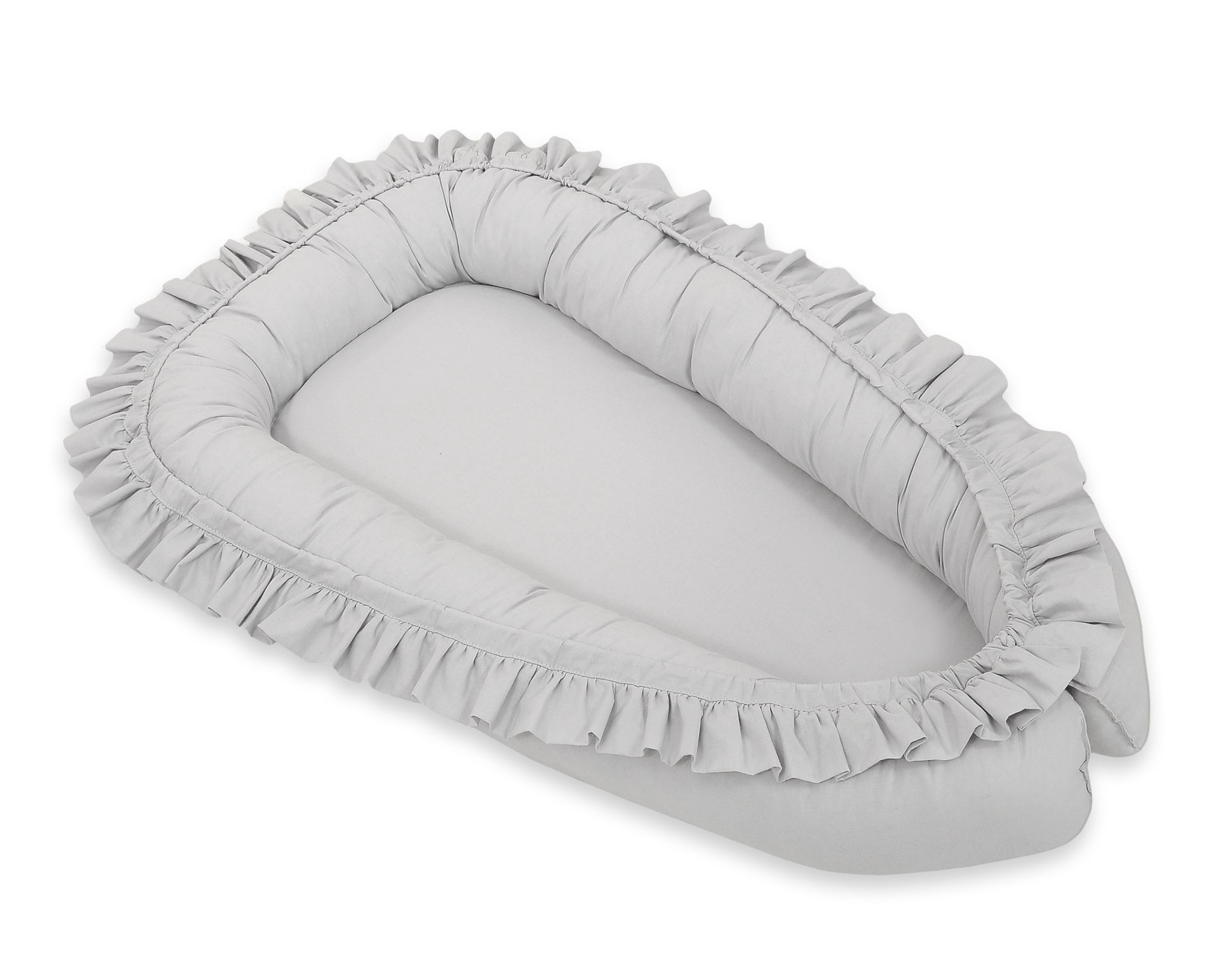 Premium Babynest Cocoon med volanger, Grå - 2