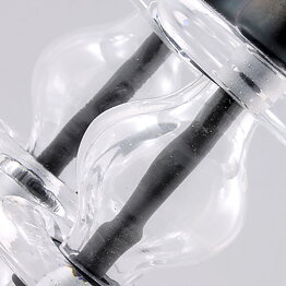Erik Höglund (1960s) Two Metal Candleholders with Clear Glass Sections 19 cm