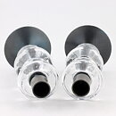 Erik Höglund (1960s) Two Metal Candleholders with Clear Glass Sections 19 cm