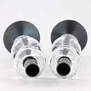 Erik Höglund (1960s) Two Metal Candleholders with Clear Glass Sections 19 cm