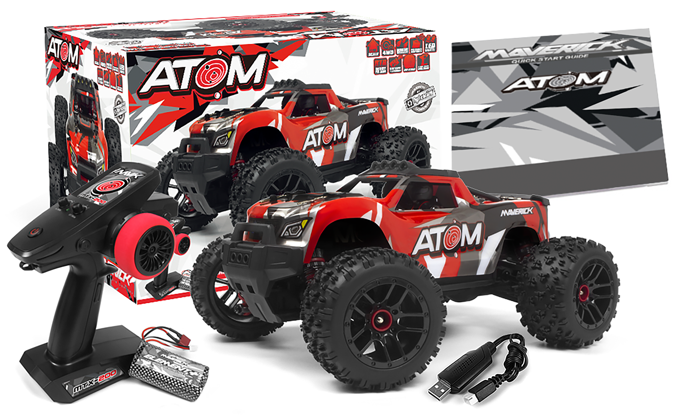 Maverick RC Atom 1/18 4WD Electric Truck - Red - 6
