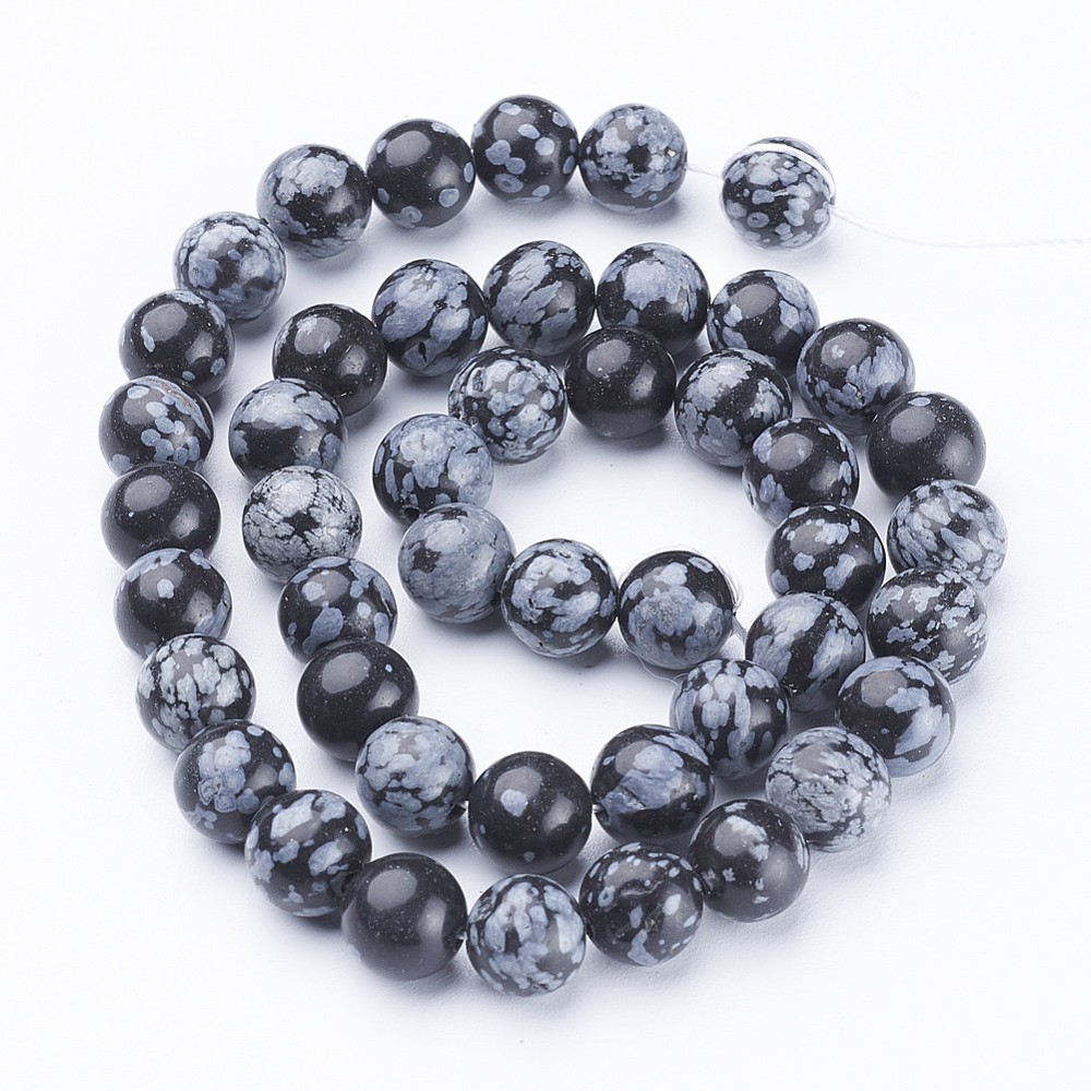 Snowflake obsidian 8mm halvädelsten - 2