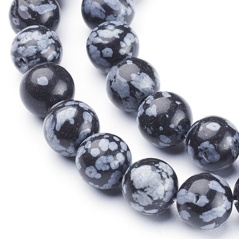 Snowflake obsidian 8mm halvädelsten