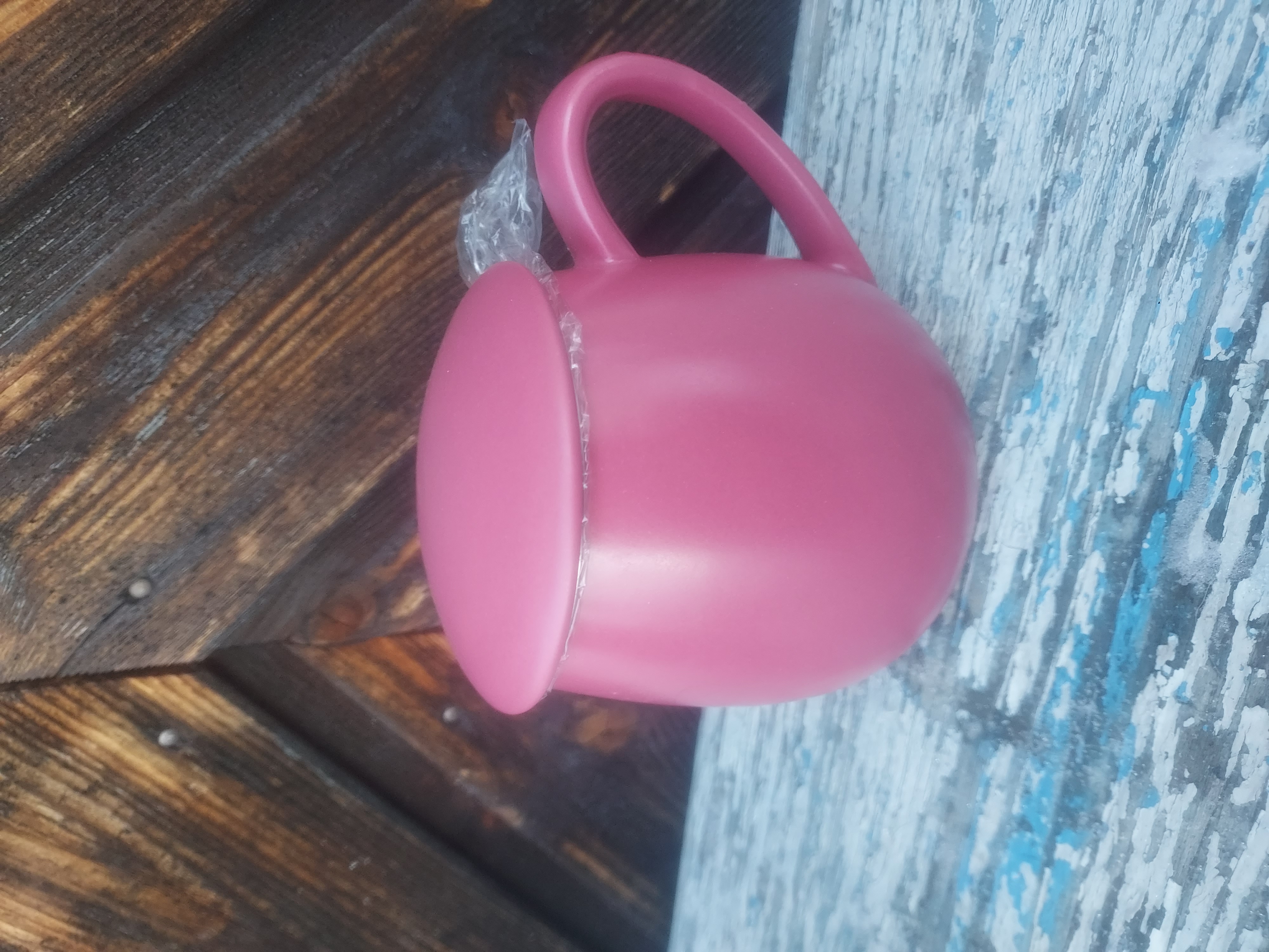 Keramikmugg, rosa med tesil, 12x7cm