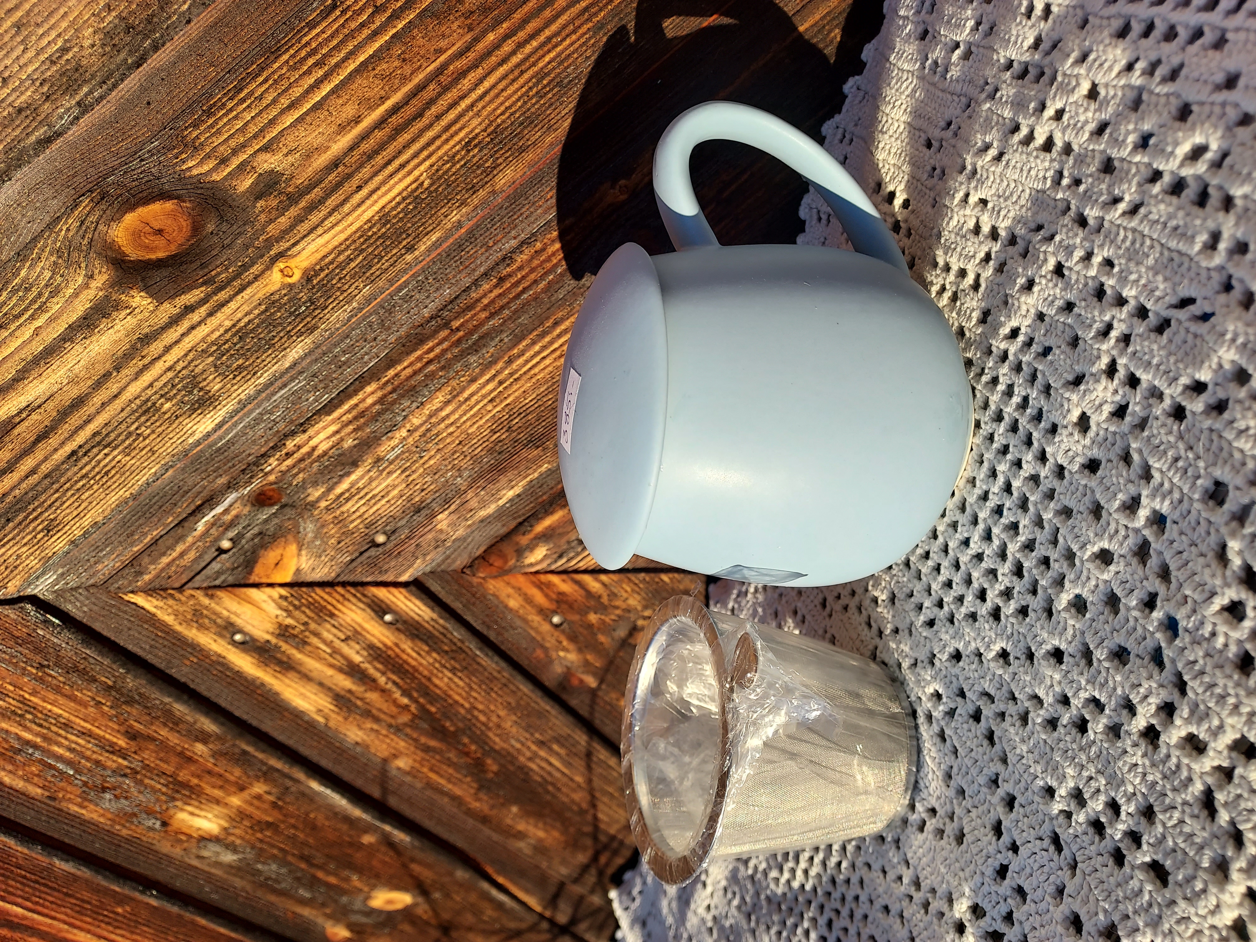 Keramikmugg ljusblå med utagbar tesil12x7cm 