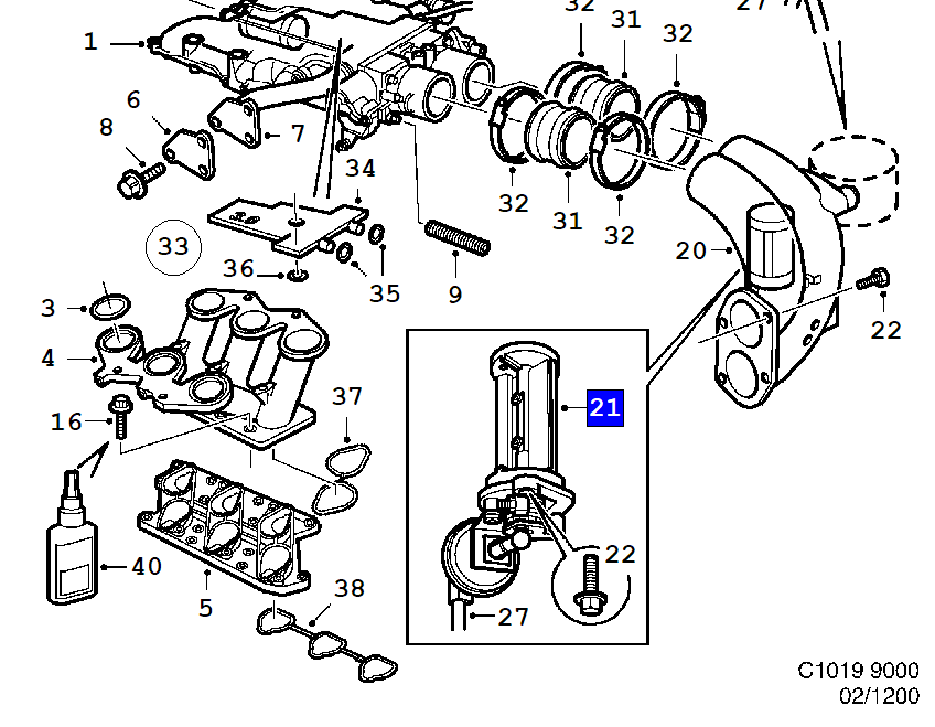  Intake damper 9000 V6 94-98