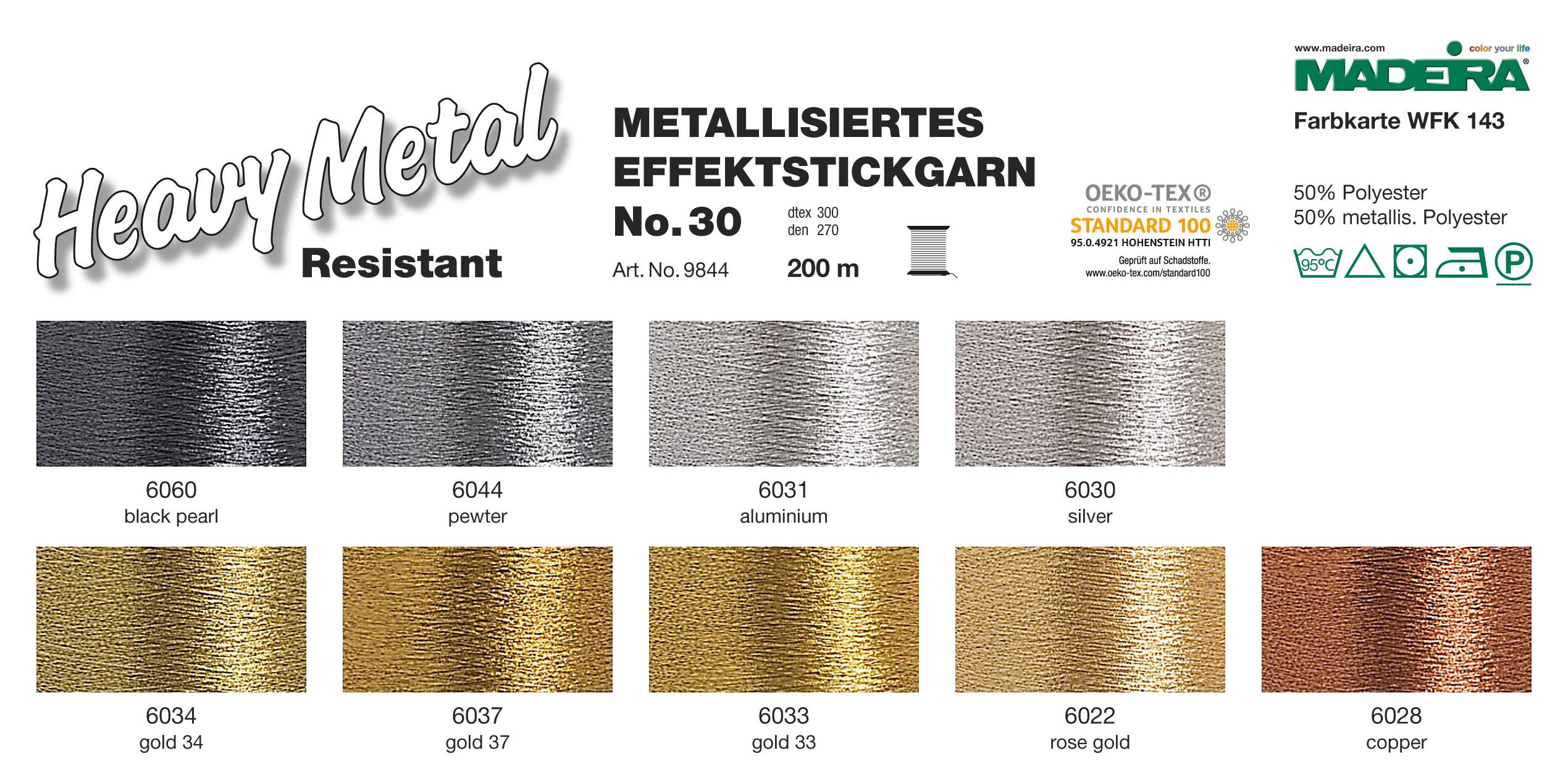 Madeira broderitråd no30 Heavy Metallic 200m