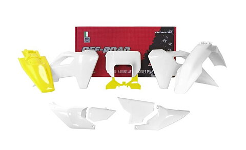 RTECH - PLASTKIT - Husqvarna TE/FE 2024 - OEM Vit/Gul